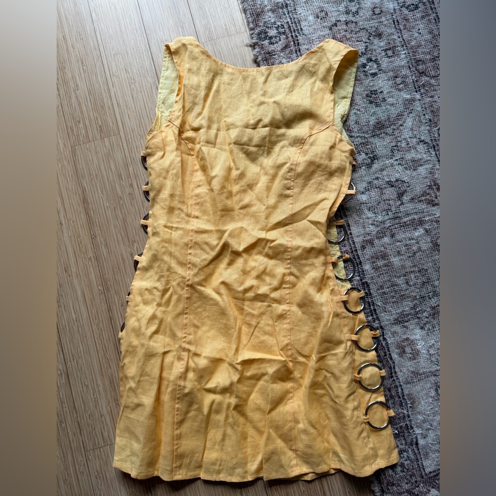 Sleeveless Mini Dress with Ring Side Cutouts - Yellow - Picture 6 of 12